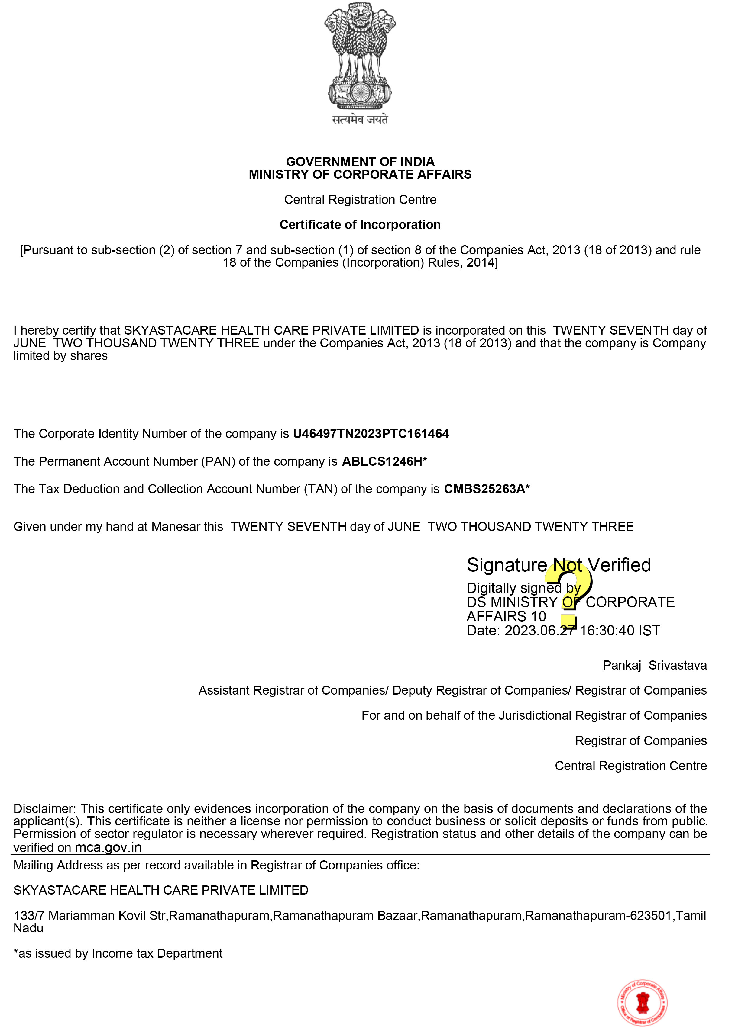 SKYASTACARE HEALTH CARE